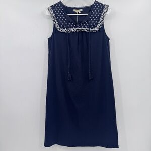 Boden Dress Women 6R NEW Blue Sleeveless Embroidered Eyelet Coastal Preppy